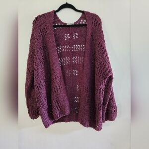 Rag Poets Wine Crochet Cardigan